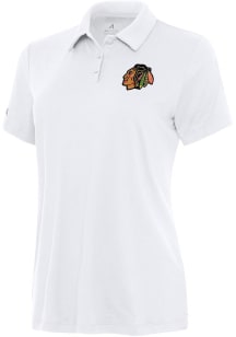 Antigua Chicago Blackhawks Womens White Reprocess Recycled Short Sleeve Polo Shirt