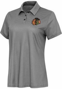 Antigua Chicago Blackhawks Womens White Rings Short Sleeve Polo Shirt