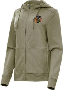 Antigua Chicago Blackhawks Womens Olive Seeker Light Weight Jacket