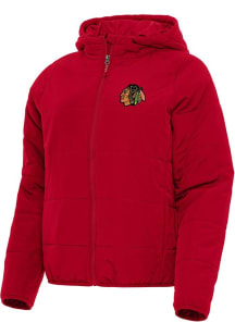 Antigua Chicago Blackhawks Womens Red Universe Filled Jacket