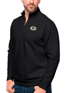 Antigua Green Bay Packers Mens Black Gambit Long Sleeve 1/4 Zip Pullover