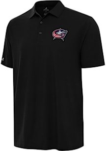 Antigua Columbus Blue Jackets Mens Black Era Short Sleeve Polo