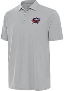 Antigua Columbus Blue Jackets Mens Grey Era Short Sleeve Polo