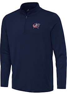 Antigua Columbus Blue Jackets Mens Navy Blue Reprocess Recycled Long Sleeve Qtr Zip Pullover