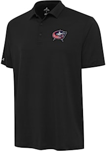 Antigua Columbus Blue Jackets Mens Black Reprocess Recycled Short Sleeve Polo