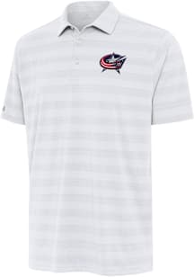 Antigua Columbus Blue Jackets Mens White Tunnel Short Sleeve Polo