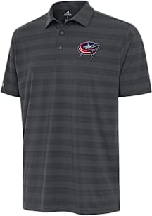 Antigua Columbus Blue Jackets Mens Grey Tunnel Short Sleeve Polo