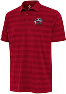 Antigua Columbus Blue Jackets Mens Red Tunnel Short Sleeve Polo