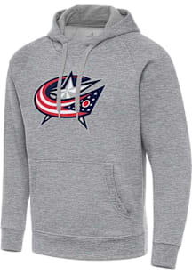 Antigua Columbus Blue Jackets Mens Grey Full Front Victory Big and Tall Hooded Sweatshirt