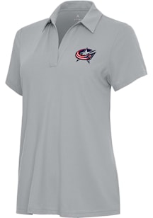 Antigua Columbus Blue Jackets Womens Grey Era Short Sleeve Polo Shirt