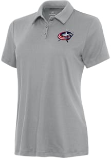 Antigua Columbus Blue Jackets Womens Grey Reprocess Recycled Short Sleeve Polo Shirt