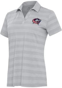 Antigua Columbus Blue Jackets Womens Grey Tunnel Short Sleeve Polo Shirt