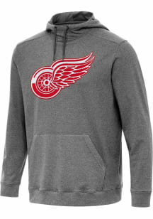 Antigua Detroit Red Wings Mens Black Full Front Cloud Long Sleeve Hoodie