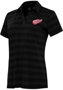 Antigua Detroit Red Wings Womens Black Tunnel Short Sleeve Polo Shirt