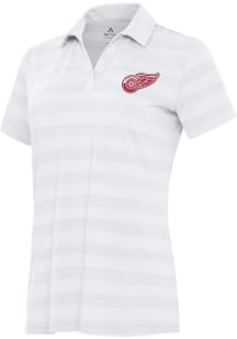 Antigua Detroit Red Wings Womens White Tunnel Short Sleeve Polo Shirt