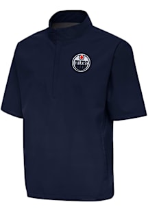 Antigua Edmonton Oilers Mens Navy Blue Brisk Short Sleeve Jacket
