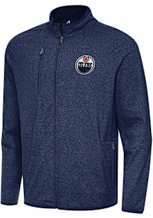 Antigua Edmonton Oilers Mens Navy Blue Hold Up Light Weight Jacket