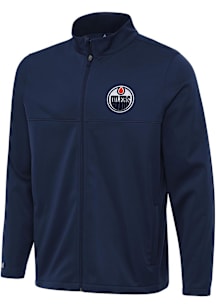Antigua Edmonton Oilers Mens Navy Blue Links 2 Light Weight Jacket