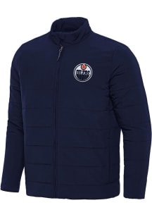 Antigua Edmonton Oilers Mens Navy Blue Swelter Filled Jacket