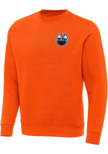 Antigua Edmonton Oilers Mens Orange Victory Long Sleeve Crew Sweatshirt