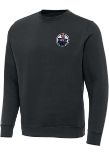 Antigua Edmonton Oilers Mens Charcoal Victory Long Sleeve Crew Sweatshirt