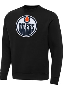Antigua Edmonton Oilers Mens Black Full Front Victory Big and Tall Crew Sweatshirt