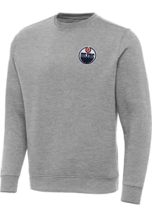 Antigua Edmonton Oilers Mens Grey Victory Big and Tall Crew Sweatshirt