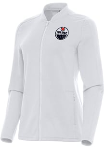 Antigua Edmonton Oilers Womens White Continual Light Weight Jacket