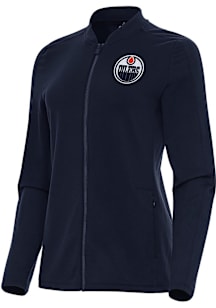 Antigua Edmonton Oilers Womens Navy Blue Continual Light Weight Jacket