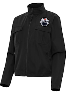 Antigua Edmonton Oilers Womens Black Even Par Light Weight Jacket