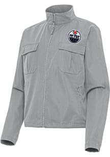 Antigua Edmonton Oilers Womens Grey Even Par Light Weight Jacket