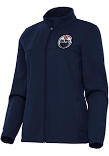 Antigua Edmonton Oilers Womens Navy Blue Links Light Weight Jacket