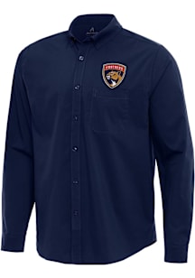 Antigua Florida Panthers Mens Navy Blue Flight Long Sleeve Dress Shirt