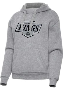 Antigua Los Angeles Kings Womens Grey Full FrontVictory Hooded Sweatshirt