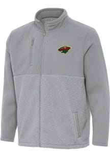 Antigua Minnesota Wild Mens Grey Daily Fused Medium Weight Jacket