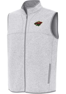 Antigua Minnesota Wild Mens Grey Fortune Sleeveless Jacket