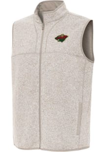 Antigua Minnesota Wild Mens Oatmeal Fortune Sleeveless Jacket