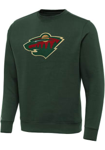 Antigua Minnesota Wild Mens Green Full Front Victory Long Sleeve Crew Sweatshirt