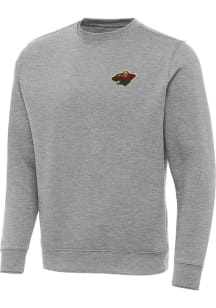 Antigua Minnesota Wild Mens Grey Victory Big and Tall Crew Sweatshirt