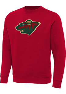 Antigua Minnesota Wild Mens Red Full Front Victory Big and Tall Crew Sweatshirt