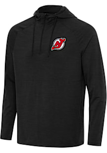 Antigua New Jersey Devils Mens Black Spikes Long Sleeve Qtr Zip Pullover