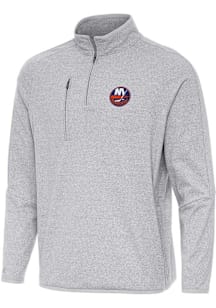 Antigua New York Islanders Mens Grey Certain Long Sleeve Qtr Zip Pullover