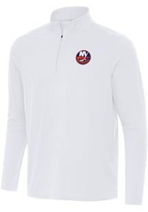 Antigua New York Islanders Mens White Intent Long Sleeve Qtr Zip Pullover