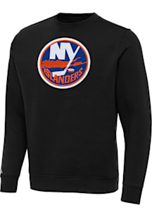 Antigua New York Islanders Mens Black Full Front Victory Big and Tall Crew Sweatshirt