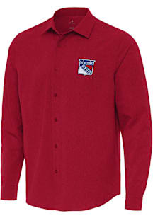 Antigua New York Rangers Mens Red Exposure Long Sleeve Dress Shirt