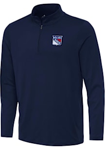 Antigua New York Rangers Mens Navy Blue Reprocess Recycled Long Sleeve Qtr Zip Pullover