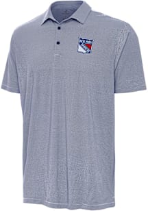 Antigua New York Rangers Mens Navy Blue Twine Short Sleeve Polo