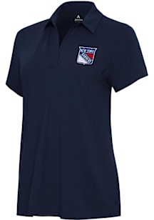 Antigua New York Rangers Womens Navy Blue Era Short Sleeve Polo Shirt