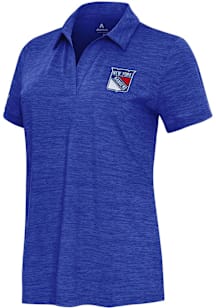 Antigua New York Rangers Womens Blue Layout Short Sleeve Polo Shirt