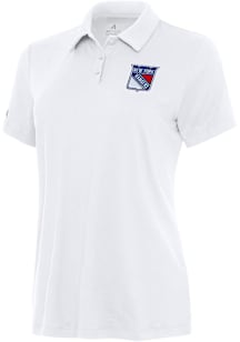 Antigua New York Rangers Womens White Reprocess Recycled Short Sleeve Polo Shirt